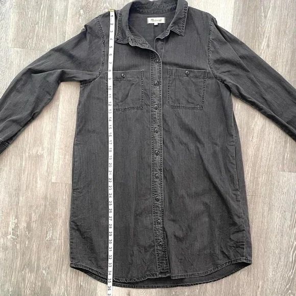 Madewell Charcoal Denim Shirt Dress Minimal - Picture 8 of 8